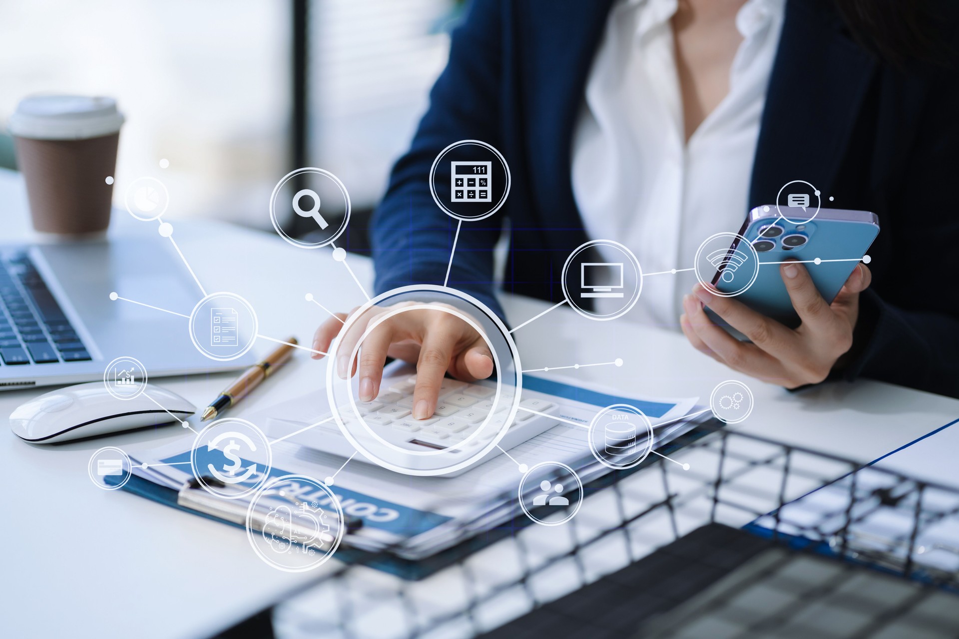 Businesswoman doing finances and calculate to analysis graph company financial about cost at office.